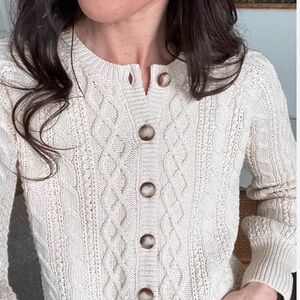 Sezane Cream Cable Knit Cardigan